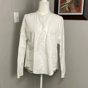 LOFT White Long Sleeve High Low Blouse Top Size Large